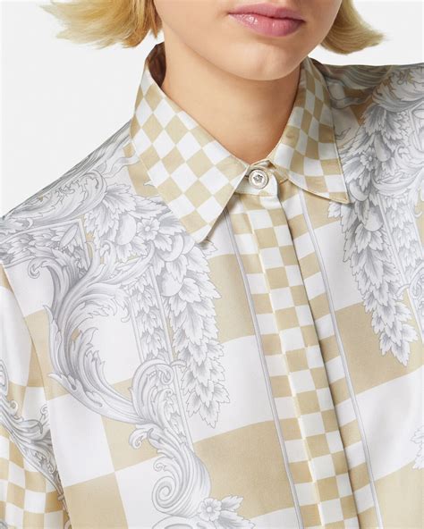 versace silk medusa white shirt|Versace contrasto silk shirt.